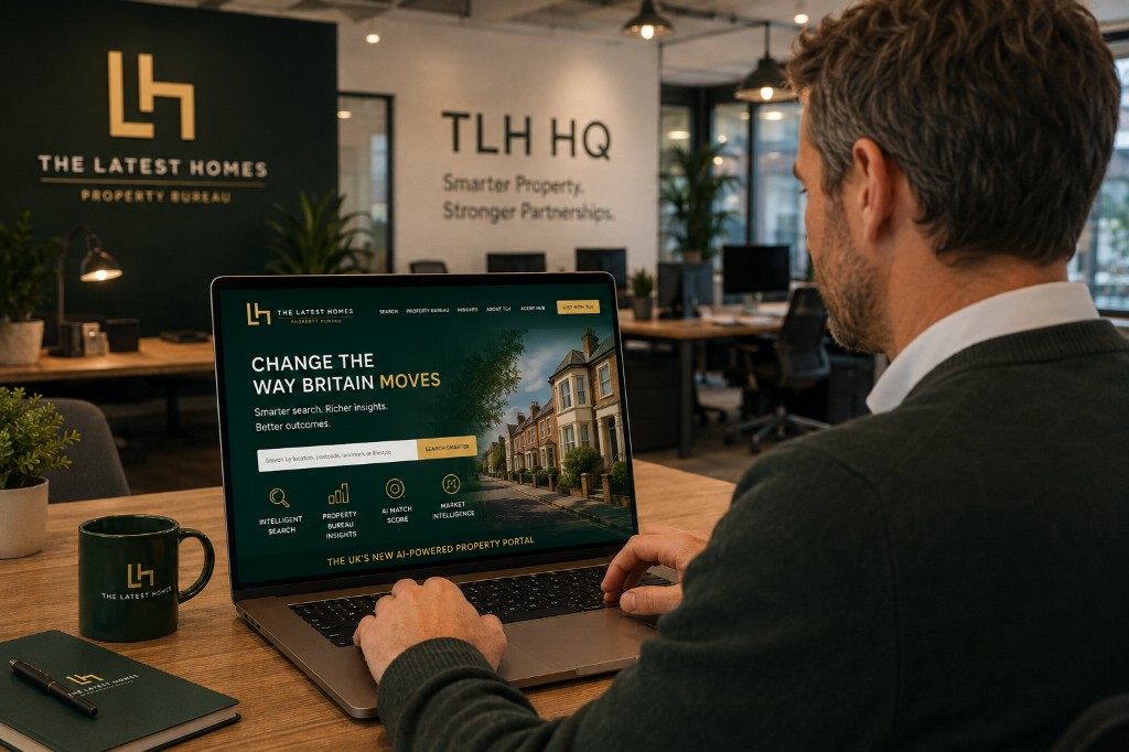 The Latest Homes on laptop at TLH HQ