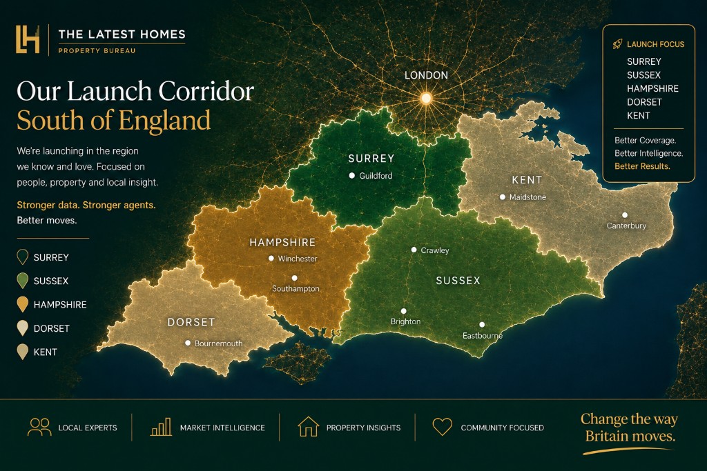 Map of TLH launch counties across the South of England